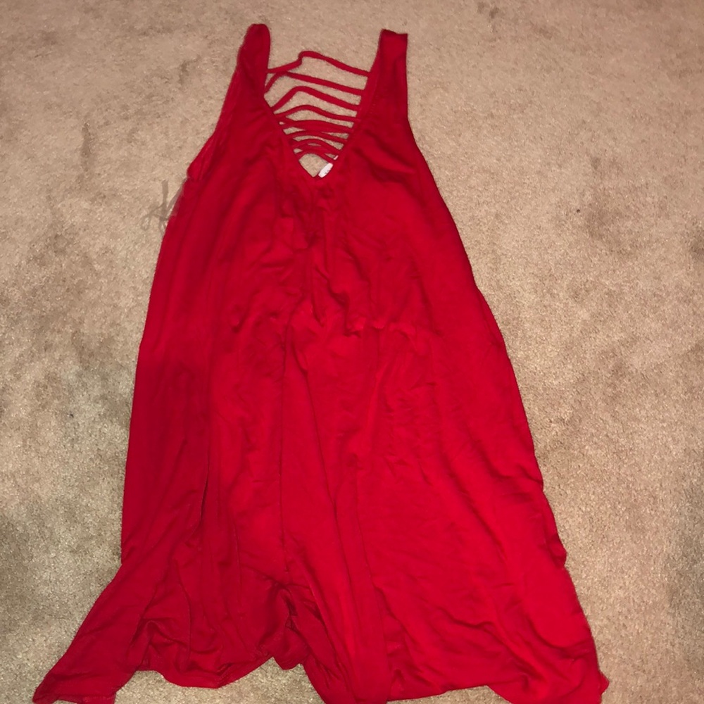 Red flowy dress